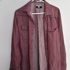 Express Maroon Button Down Size Large